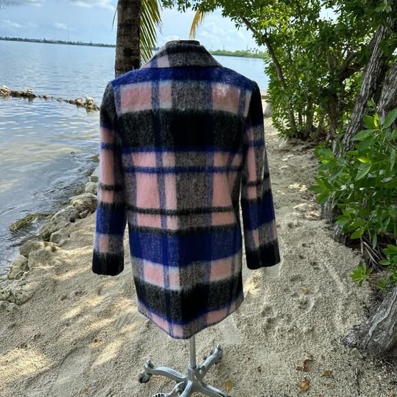 Elle Aubry Womens Pink Purple Black Wool Blend Peacoat Jacket Coat Size 10 - Picture 2 of 5